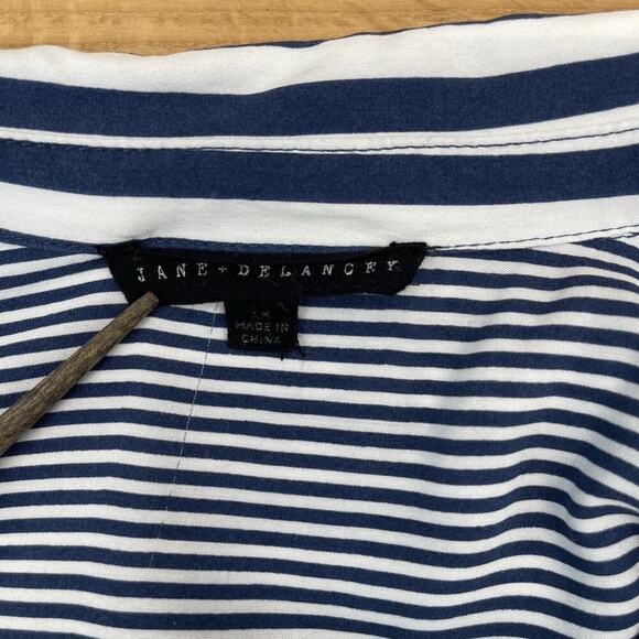 Jane & Delancey Shirt Top Womens Plus Size 1X Blue White Stripe Button Up Beach - Picture 5 of 9
